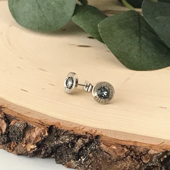 Unique Bullet Earrings - Silver Night Crystal - Picture 2 of 2